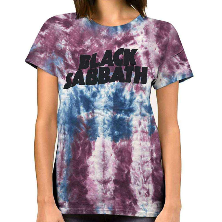Black Sabbath Wavy Logo Blue & Red Wash Collection T-Shirt