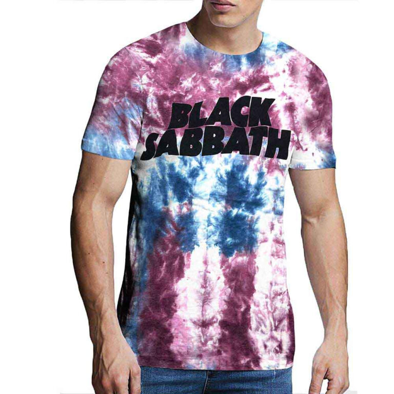 Black Sabbath Wavy Logo Blue & Red Wash Collection T-Shirt