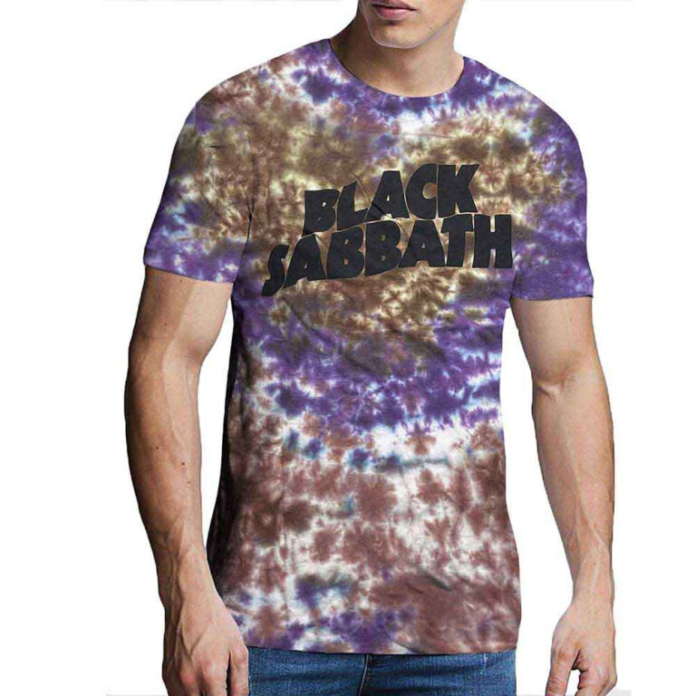 Black Sabbath Wavy Logo Purple & Brown Wash Collection T-Shirt