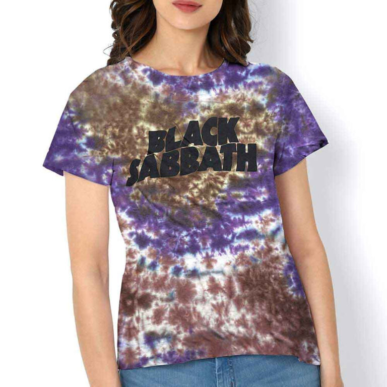 Black Sabbath Wavy Logo Purple & Brown Wash Collection T-Shirt