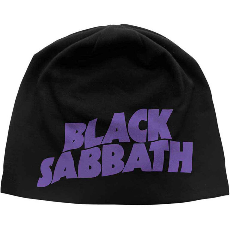 Black Sabbath Unisex Purple Logo JD Print Black Beanie Hat