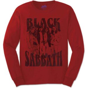 Black Sabbath Band and Logo Red Long Sleeve T-Shirt
