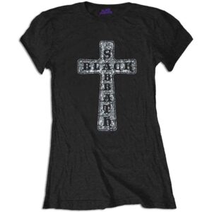Black Sabbath Cross Black Embellished Ladies T-Shirt