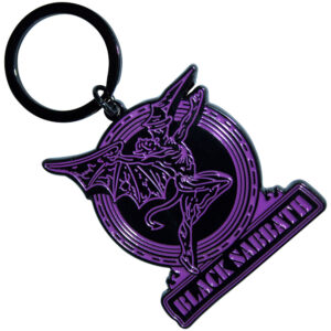 Black Sabbath Purple Text Logo & Daemon Keychain