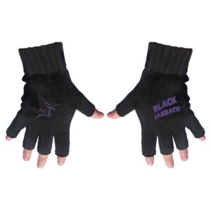 Black Sabbath Unisex Purple Logo & Devil Black Fingerless Gloves