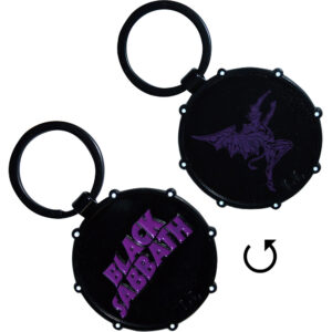 Black Sabbath Wavy Logo & Daemon Drum Double Sided Keychain