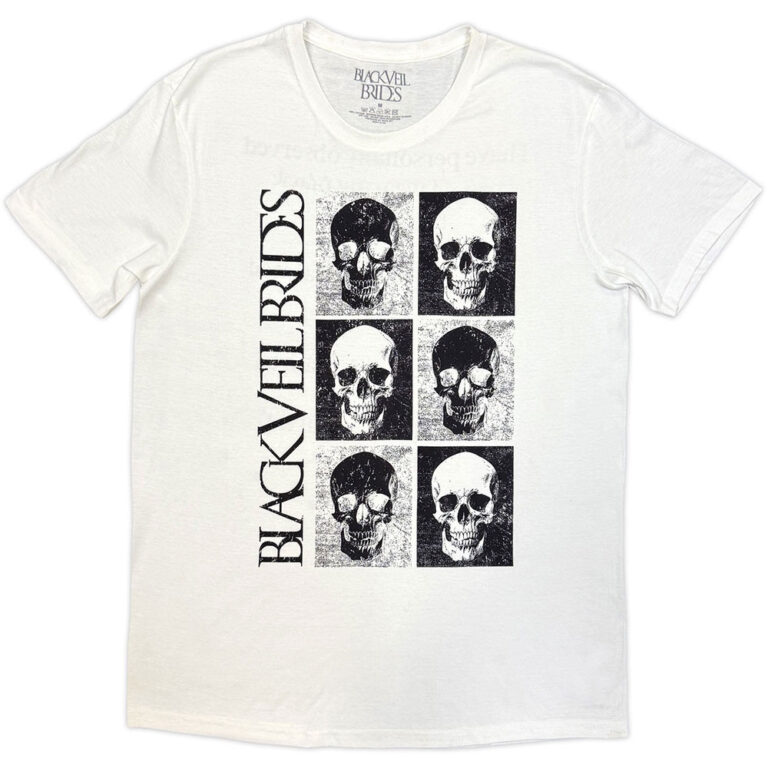 Black Veil Brides Skulls White Back Print T-Shirt