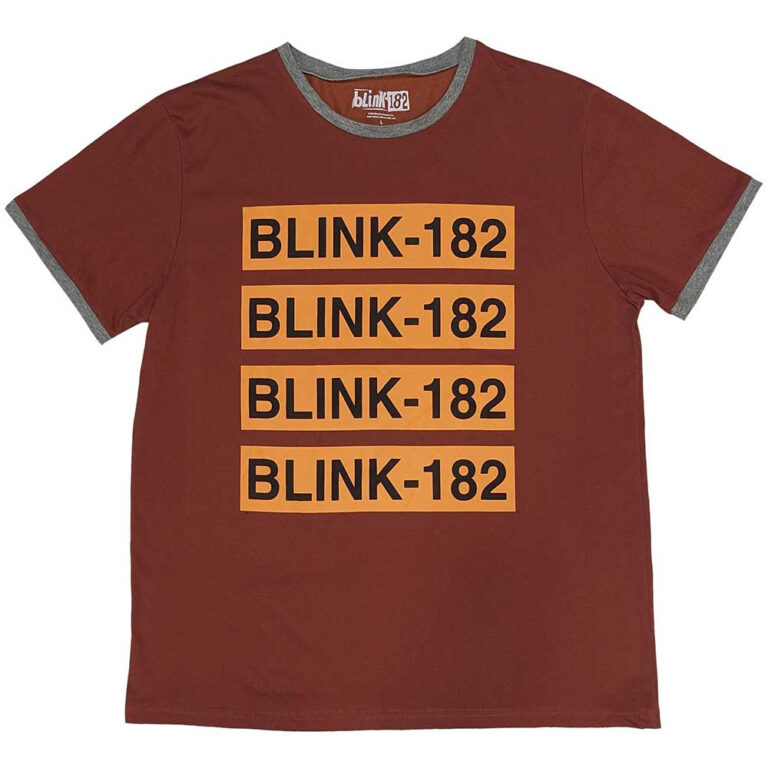 Blink-182 Logo Repeat Red Ringer T-Shirt