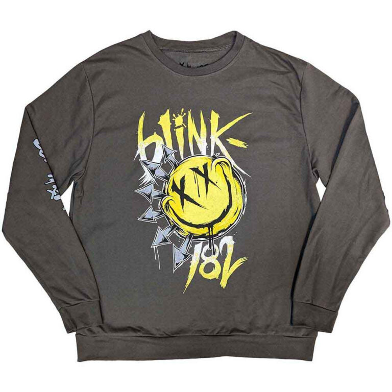 Blink-182 Big Smile Charcoal Grey Sleeve Print Sweatshirt