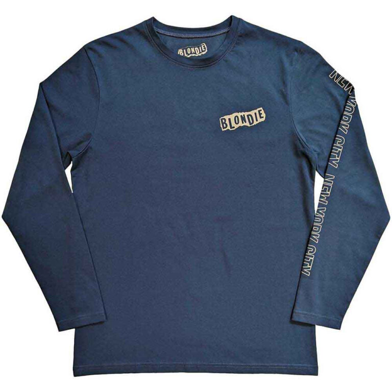 Blondie NYC ’77 Denim Blue Back & Sleeve Print Long Sleeve T-Shirt