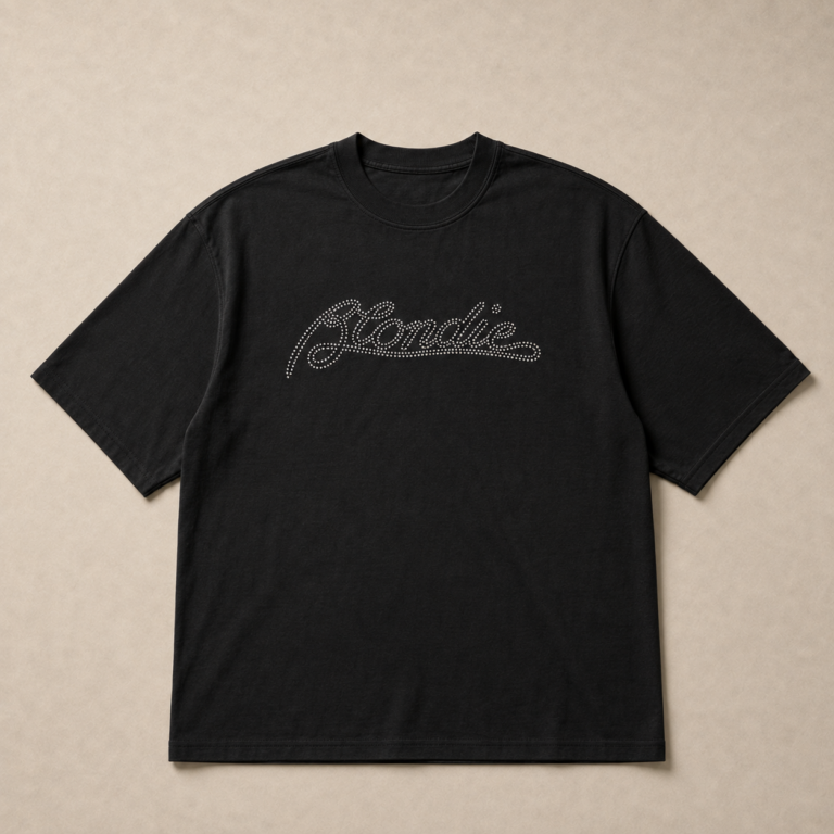 Blondie Logo Black Embellished T-Shirt