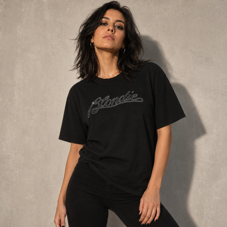 Blondie Logo Black Embellished T-Shirt