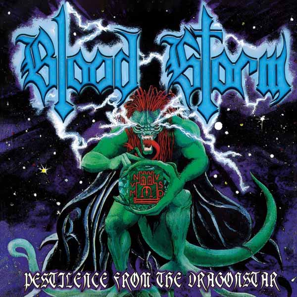 Blood Storm – PESTILENCE FROM THE DRAGON STAR (2LP BLUE/GREEN/BLACK SWIRL VINYL W/ WHITE SPLATTER) Vinyl Double Album