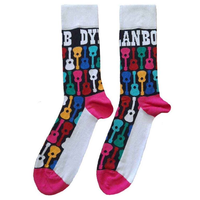 Bob Dylan Unisex Guitar Pattern Black & Multicolour UK Size 7 – 11 Socks
