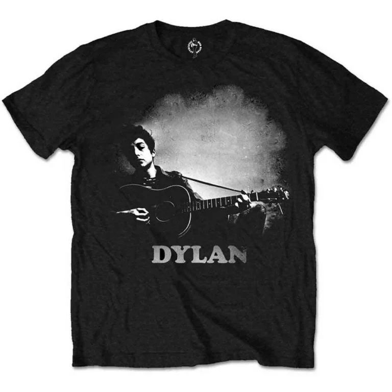 Bob Dylan Guitar & Logo Black T-Shirt