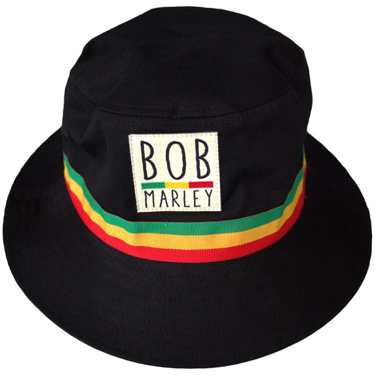 Bob Marley Tricolor Stripes Black Bucket Hat