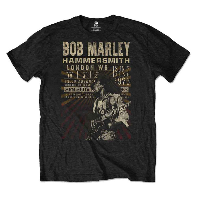 Bob Marley Hammersmith ’76 Black T-Shirt