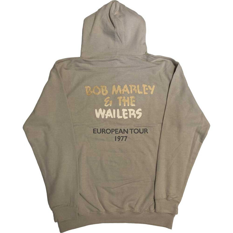 Bob Marley Exodus Mic Photo Wailers Tour 77 Sand Back Print & Hi-Build Pullover Hoodie