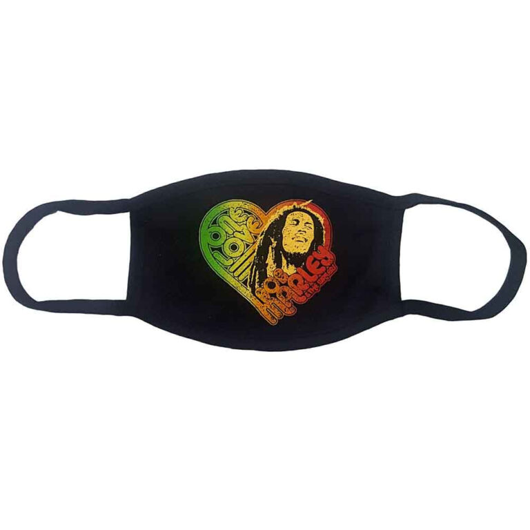 Bob Marley One Love Heart Black Face Mask