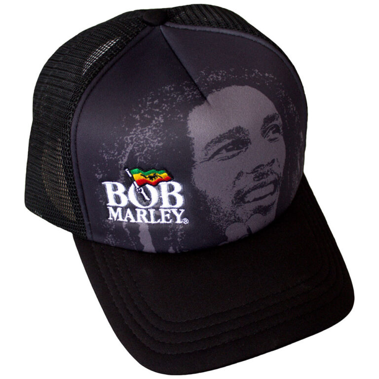 Bob Marley Logo & Face Black Mesh Back Cap