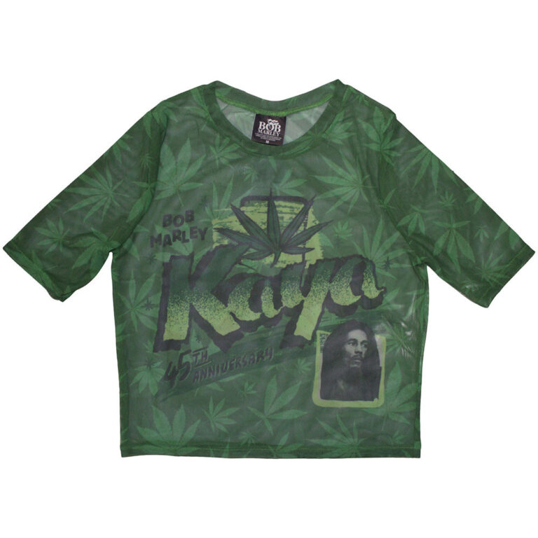 Bob Marley Ladies Mesh Crop Top: Kaya Green T-Shirt