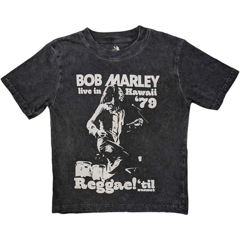 Bob Marley Hawaii Snow Wash Charcoal Grey Wash Collection Kids T-Shirt