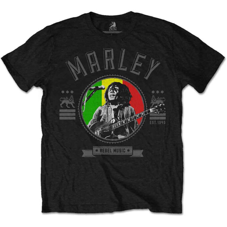 Bob Marley Rebel Music Seal Black T-Shirt