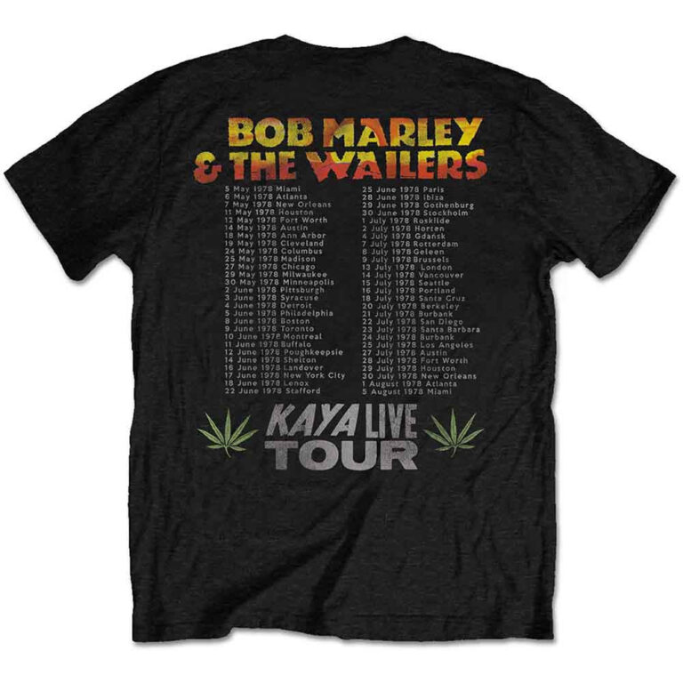 Bob Marley Kaya Tour Black Back Print T-Shirt