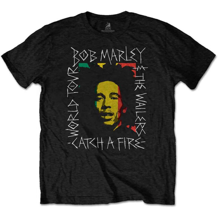 Bob Marley Rasta Scratch Black T-Shirt