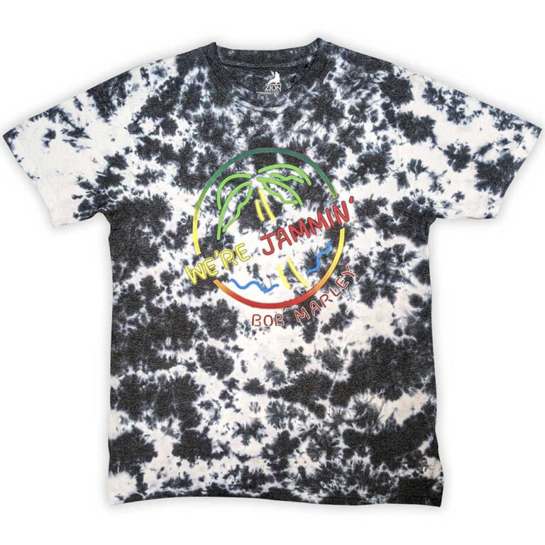 Bob Marley Neon Sign Dip-Dye On White Wash Collection T-Shirt