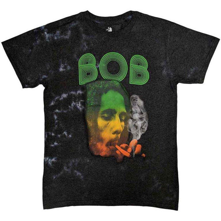 Bob Marley Smoke Gradient Dip-Dye On Grey Wash Collection T-Shirt