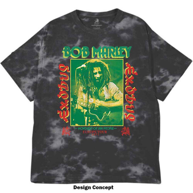 Bob Marley Exodus Tie-Dye Black Wash Collection T-Shirt