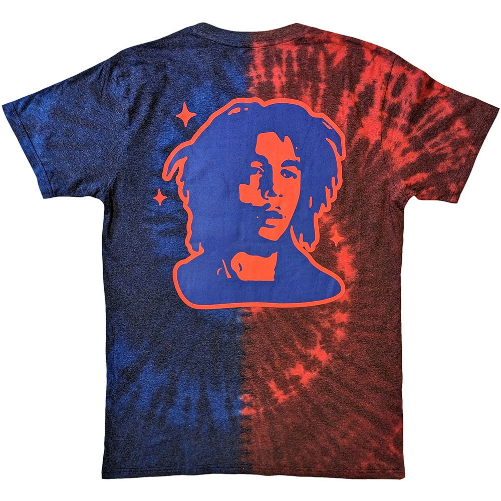 Bob Marley Trippy Text Red & Blue Back Print & Wash Collection T-Shirt