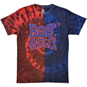 Bob Marley Trippy Text Red & Blue Back Print & Wash Collection T-Shirt