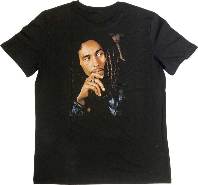 Bob Marley One Love Portrait Black Back Print & Embellished T-Shirt