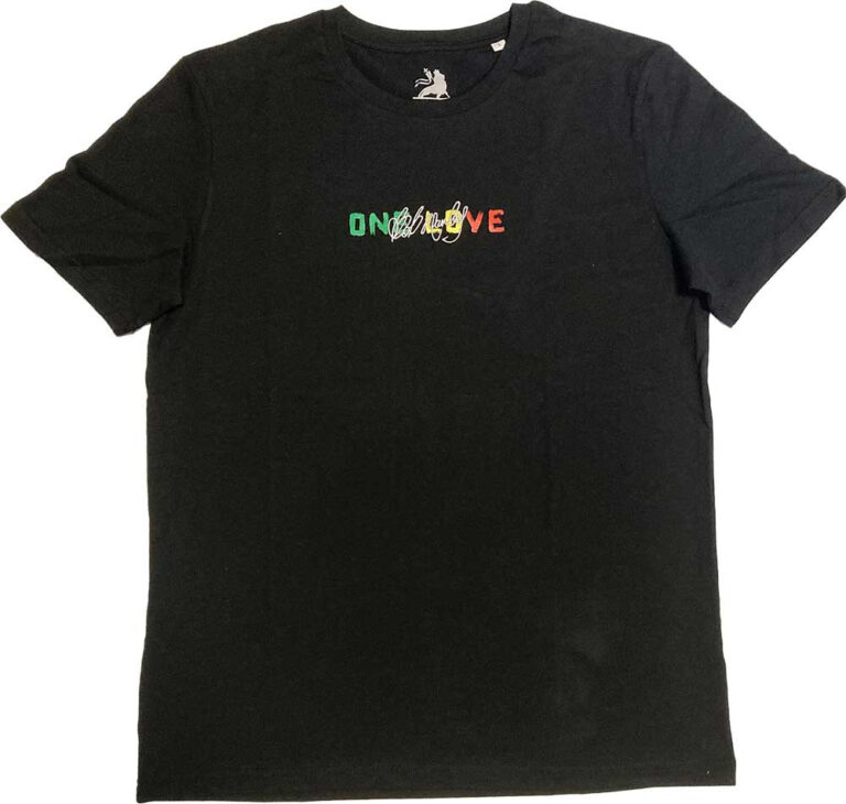 Bob Marley One Love Portrait Black Back Print & Embellished T-Shirt