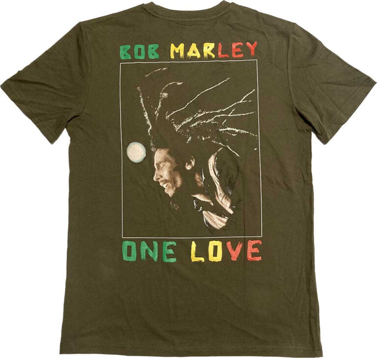 Bob Marley One Love Dreads Green Back Print & Embellished T-Shirt
