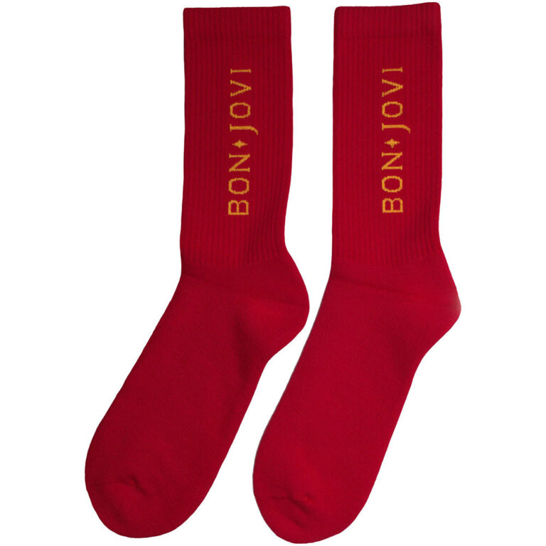 Bon Jovi Original Logo Red UK Size 7 – 11 Terry Socks