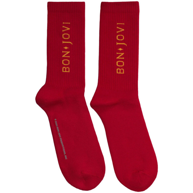 Bon Jovi Original Logo Red UK Size 7 – 11 Terry Socks