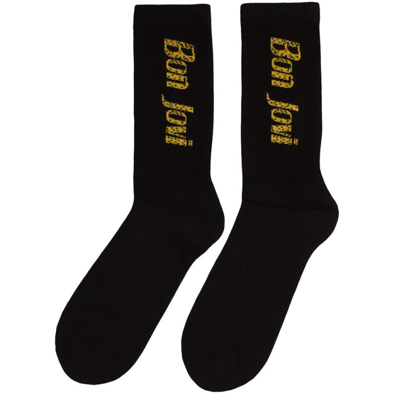 Bon Jovi Yellow Logo Black UK Size 7 – 11 Terry Socks