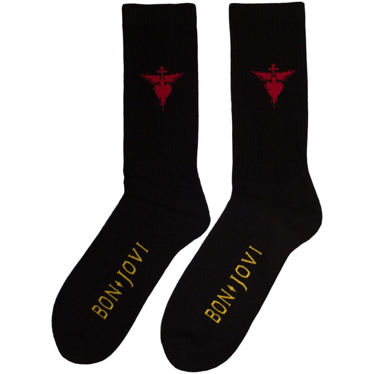Bon Jovi Dagger Heart Black UK Size 7 – 11 Terry Socks