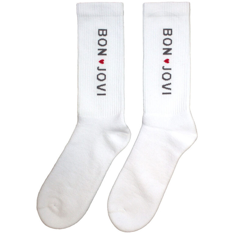 Bon Jovi Heart White UK Size 7 – 11 Terry Socks