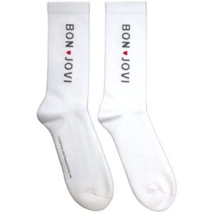 Bon Jovi Heart White UK Size 7 - 11 Terry Socks