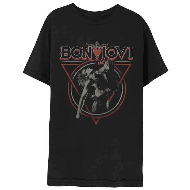 Bon Jovi Triangle Overlap Black T-Shirt