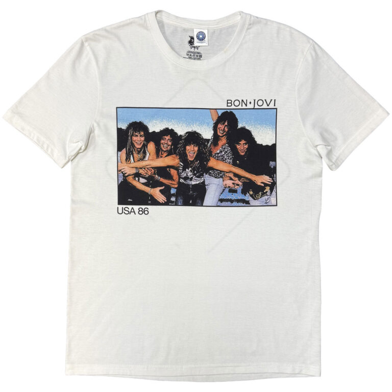 Bon Jovi USA ’86 White Back Print T-Shirt