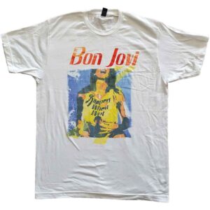 Bon Jovi Slippery When Wet Original Cover White T-Shirt
