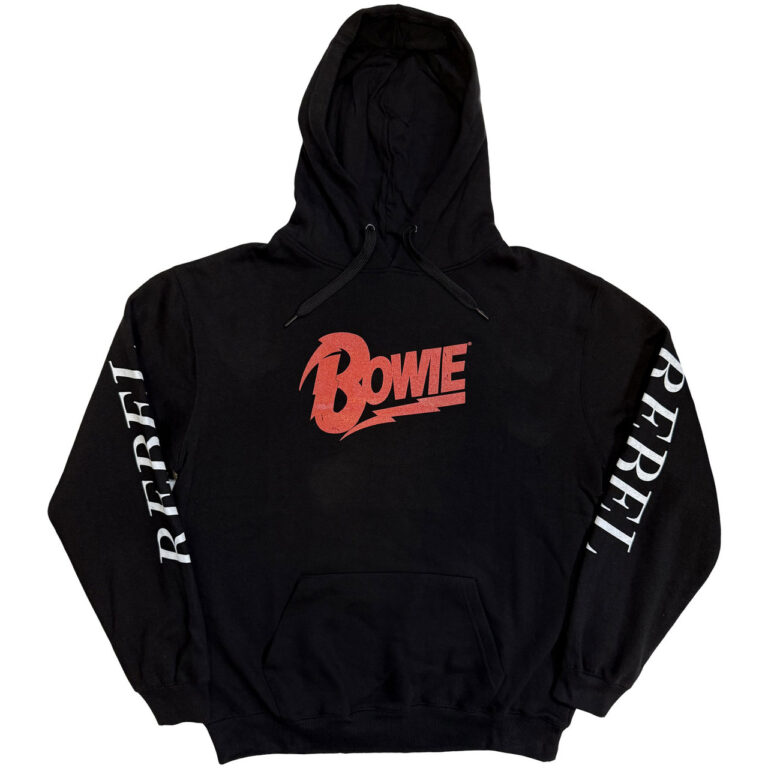 David Bowie Rebel Rebel BlackSleeve Print Pullover Hoodie