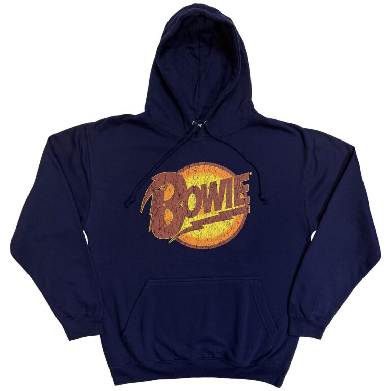 David Bowie Vintage Diamond Dogs Logo Navy Blue Pullover Hoodie