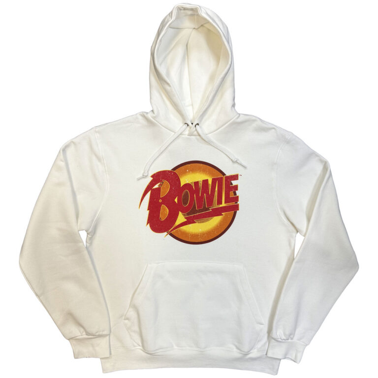 David Bowie Vintage Diamond Dogs Logo White Pullover Hoodie