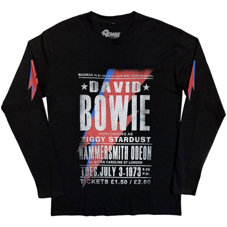 David Bowie Hammersmith Odeon Black Sleeve Print Long Sleeve T-Shirt